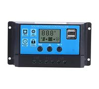 POENVFPO Controlador de Carga Solar 60A con Puertos USB Duales, Regulador PWM Eficiente para el Hogar y el Jardín, Material ABS, Tamaño 13,6x7 Cm