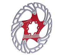 POENVFPO Disco Flotante para Bicicleta de 160 Mm, Soporte de Aleación de Aluminio, Remaches de Acero Inoxidable de Precisión CNC con Diseño de Botón Flotante para Freno de Bicicleta de (rojo+plata)