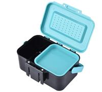 POENVFPO Estuche para Cebo de Pesca, Caja de Cebo Vivo ABS con 2 Compartimentos, Tapa Transpirable y Pinzas, Caja de Aparejos de Pesca Portátil de 13 X 9,5 X 6,5 Cm para Gusanos y Señuelos