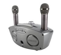 POENVFPO Familia Familia Karaoke -Speaker Doble Handheld -Mikrofon de Sonido Estéreo para Actividades Al Aire Libre Equipo de Entretenimiento en el Hogar (Negro Plateado)