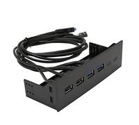 POENVFPO Hub de Panel Frontal, Adaptador de Bahía USB 3.0 y 2.0 de 4 Puertos de 5,25 Pulgadas con Velocidad de 5 Gbps para Expansión de Carcasa de PC y Actualización de Computadora