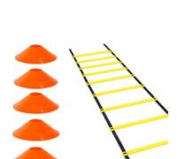 POENVFPO Juego de Escalera de Entrenamiento de Velocidad de Agilidad Equipo Ajustable de 12 Peldaños de 20 Pies para Deportes de Fútbol Amarillo Rojo, para Entrenamiento de Velocidad en Interiores y