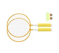POENVFPO Juego de Raquetas de Bádminton para Niños, Antideslizante Suave de Malla Grande, Agarre Cómodo, Raquetas de Bádminton para Niños con 2 Pelotas, para Principiantes (Yellow)