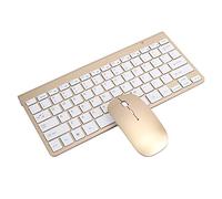POENVFPO Juego de Ratón con Teclado Inalámbrico, Diseño Ergonómico Silencioso Ultrafino, Resolución óptica USB 2,4G, 1200 PPP, con Tecla Tipo Susurro, para Negocios en Casa y Oficina (Gold)