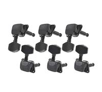 POENVFPO Llave de Afinación de Cuerdas para Guitarra Semicerrada, 3 Clavijas de Afinación de Metal Izquierdas y 3 Derechas con Accesorios de Fijación para Reemplazo de Guitarra Folk (BLACK)