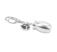 POENVFPO Llavero con Urna para Mascotas, Joyería Conmemorativa de Acero Inoxidable para Cenizas de Perro con Diseño de Huella de Pata, para Llevar los Restos de la Cremación de la Mascota (Silver)