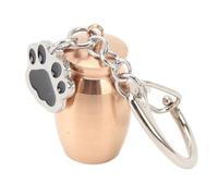 POENVFPO Llavero con Urna para Mascotas, Joyería Conmemorativa de Acero Inoxidable para Cenizas de Perro con Diseño de Huella de Pata, para Llevar los Restos de la Cremación de la Mascota (Oro Rosa)