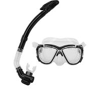 POENVFPO Máscara de Buceo con Marco Grande, Gafas de Natación Antivaho, Tubo de Respiración, Ajuste Suave y Cómodo para Nadar y Bucear (BLACK)