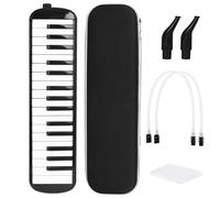 POENVFPO Melódica de 32 Teclas, Placa de Caña de Latón con Soldadura Densa para un Sonido Claro y Rico, Incluye 2 Tubos, 2 Boquillas, Estuche EVA, para Principiantes, Profesionales, (BLACK)