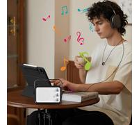 POENVFPO Mini Amplificador de Guitarra Portátil, Altavoz para Guitarra Eléctrica y Ukelele de 3W con Control de Distorsión, Salida de Auriculares, Compatible con MP3