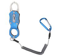 POENVFPO Mini Empuñadura de Pesca Abrazadera de Pesca de Aleación de Aluminio Alicates Portátiles de Control de Peces de 4,84 Pulgadas con Cuerda Antipérdida Gatillo de una Mano Antideslizante para