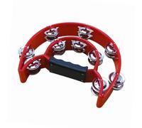 POENVFPO Pandereta de Mano con Cascabeles de Metal de Doble, 9,84 X 7,87 Pulgadas, Ergonómico, Construcción de Plástico para KTV, Fiestas, Clases de Música (rojo)