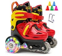 POENVFPO Patines de Ruedas Ajustables para Niños, Patines Cuádruples con Ruedas Luminosas y Frenos Dobles, Soporte para Tobillo y Diseño Fácil de Caminar (1)