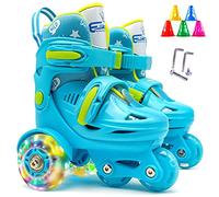 POENVFPO Patines de Ruedas Ajustables para Niños, Patines Cuádruples con Ruedas Luminosas y Frenos Dobles, Soporte para Tobillo y Diseño Fácil de Caminar (1)