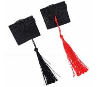 POENVFPO Pinzas para el Pelo para Gorro de Graduación, Minihorquillas para Sombrero de Doctor con Borlas Negras y Rojas para Accesorios Fotográficos de Decoración de Ceremonia