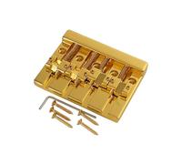 POENVFPO Puente para bajo de 4 Cuerdas, Montura de Latón con Tono Cálido Mejorado, con Instalación Estable, para Reemplazo Directo en Modelos Más Antiguos (GOLD)