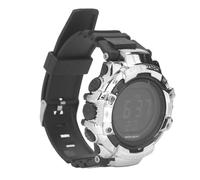 POENVFPO Reloj Digital para Hombre, Reloj de Pulsera Deportivo Militar Resistente Al Agua de 5 Bar con Pantalla LED Grande, Resistente a los Golpes para Correr, Nadar, Actividades Al Aire (Silver)
