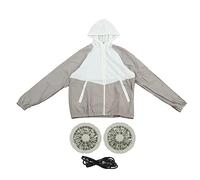 POENVFPO Ropa con Aire Acondicionado, Chaleco de Enfriamiento Ajustable de 3 Niveles con Ventilador de Cintura de Alta Velocidad para Protección Solar en el Trabajo en Climas Cálidos Al (gris blanco)