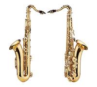 POENVFPO Saxofón Tenor Bb Profesional, Cuerpo de Latón con Acabado Lacado Dorado, Almohadillas de Cuero, Construcción de Aguja de Acero, Incluye Estuche de Transporte y Accesorios para Músicos,