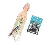POENVFPO Señuelo de Pulpo de Pesca Artificial, TPE Suave de Acero Inoxidable Noctilucence 180 G, Cebo de Calamar con Spray de Tinta Comprimida, para Pesca en el Mar, Bacalao Largo,