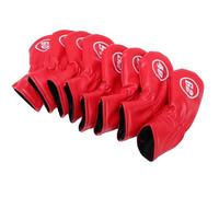 POENVFPO Set de Cubiertas de Cabeza de Hierro del Club, Soft PU 48, 50, 52, 54, 56, 58, 60, 62 Grados, para Hombres y Mujeres (Rojo)