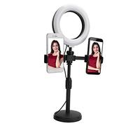 POENVFPO Soporte Telefónico de Escritorio con Luz de Anillo, Relleno LED de 6 Pulgadas Brillante para Serpentinas en Vivo, 9 Niveles de Brillo, Radio de la Vida Multiplataforma