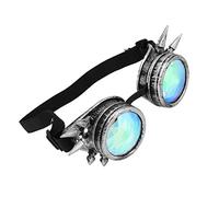POENVFPO Steampunk - Gafas caleidoscópicas, decoración vintage psicodélica, con banda elástica ajustable para fiestas de Halloween, accesorios de disfraz (plata antigua)
