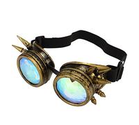 POENVFPO Steampunk - Gafas caleidoscópicas, decoración vintage psicodélica, con banda elástica ajustable para fiestas de Halloween, accesorios de disfraz (bronce)
