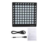 POENVFPO Strike Pad de Controlador MIDI, 64 Pads Retroiluminados RGB con Biblioteca de Sonido de 128 MB, 8 Botones de Control Asignables, Conectividad USB 2.0, para Sistemas DAW de