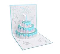 POENVFPO Tarjeta de Cumpleaños 3D con Música y Luz, Pastel Vibrante, Fuegos Artificiales, Velas, Estrellas, Globos, Tarjeta de Felicitación de Celebración Plegable Hecha a Mano para Hija, (verde)