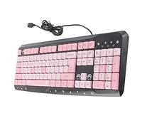 POENVFPO Teclado Ultrafino con Cable USB, Diseño de Dibujos Animados Lindo, Silencioso para Oficina en Casa, Rosa, 104 Teclas, 51,2 Pulgadas (Negro Rosa)