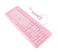 POENVFPO Teclado Ultrafino con Cable USB, Diseño de Dibujos Animados Lindo, Silencioso para Oficina en Casa, Rosa, 104 Teclas, 51,2 Pulgadas (Pink)