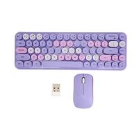 POENVFPO Teclado y Mouse USB Combo, Diseño Teclas Puntos 68 Teclas Bajo Consumo ABS, Teclado Gaming Ratón Silencioso para PC, Tema Morado para Jugadores Oficina Hogar Estudiantes