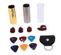 POENVFPO Tobogado de Guitarra de 70 Mm y Juego de Pick, Toboganes de Vidrio de Latón de Acero Inoxidable con Selecciones de Dedos para el Pulgar para Guitarra Banjo Ukulele