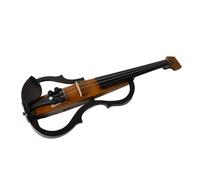 POENVFPO Violín Eléctrico Sin Clavijero, Violín Silencioso para Adultos con Auriculares, Tonos Ajustables, Compatible con MP3 y Amplificador, for Práctica y Ensayo (Veta de madera de color claro.)