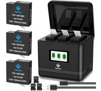 POEOSAS 360 Ace Pro Batería de repuesto, 3 paquetes de baterías de 1800 mAh con 3 ranuras de carga LCD, compatible con cámara Insta360 Ace Pro, funda protectora de batería, 2 para cámara Insta360