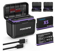 POEOSAS Batería 360 X5 para insta360 x5, 2 paquetes de 2850 mAh X5 baterías con cargador tipo C Fast Dual compatible con Insta360 X5 batería de cámara de acción y cargador