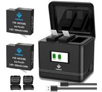 POEOSAS Batería de repuesto 360 Ace Pro, 2 paquetes de baterías de 1800 mAh con 3 ranuras de carga LCD, compatible con cámara Insta360 Ace Pro/Ace Pro 2, 2 fundas para cámara Insta360 Acepro