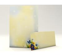 Poesía con flores y mariposas papel de carta Juego Verano de ensueño, 40 piezas con 20 hojas de papel DIN A4, 90 g/m² y 20 passenden DIN Largo de sobres