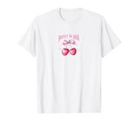 Poesía En Cerezas Rosadas Camiseta gráfica económica, Hombre, Blanco, M