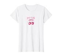 Poesía En Cerezas Rosadas Camiseta gráfica económica, Mujer, Blanco, XS