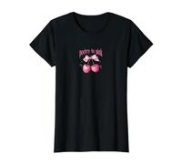 Poesía En Cerezas Rosadas Camiseta gráfica económica, Mujer, Negro, S