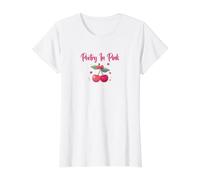 Poesía En Rosa Coquette Core Cerezas Arco Corazones Camiseta gráfica económica, Mujer, Blanco, M