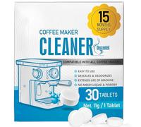 Poesie 30 pastillas de limpieza para cafetera, descalcificador para cafetera, compatible con todas las máquinas de café, descalcificación y limpieza para café por goteo y espresso