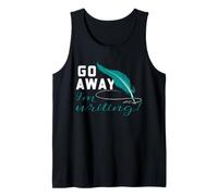 Poeta Escritor Go Away I'm Writing Funny Poetry Quill Quote Camiseta sin Mangas
