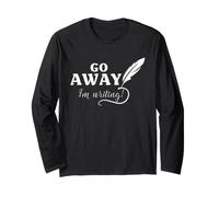 Poeta Escritor Go Away I'm Writing Funny Poetry Quill Quote Manga Larga