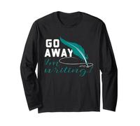 Poeta Escritor Go Away I'm Writing Funny Poetry Quill Quote Manga Larga