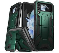 Poetic Funda de la serie Spartan para Samsung Galaxy Z Flip 4 5G (2022), [prueba de caídas de grado mil], cubierta protectora resistente a prueba de golpes de cuerpo completo con soporte de soporte, verde metálico