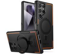 Poetic Funda de neón Compatible con Galaxy S24 Ultra de 6.8 Pulgadas, [Soporte de Anillo magnético] Funda Protectora de Doble Capa Resistente y Delgada a Prueba de Golpes, Color Negro