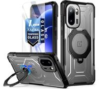 Poetic Funda para OnePlus 15R, cubierta de protección de grado militar a prueba de caídas | Soporte de anillo magnético giratorio de 360° | Protector de pantalla de vidrio templado | Funda translúcida